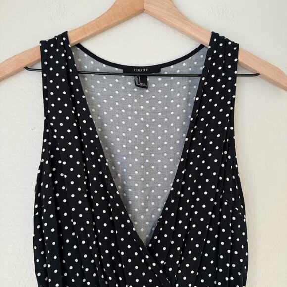 Forever 21 Women's Polka Dot Romper Tank V Neck Sleeveless Top Size Small - Picture 2 of 9